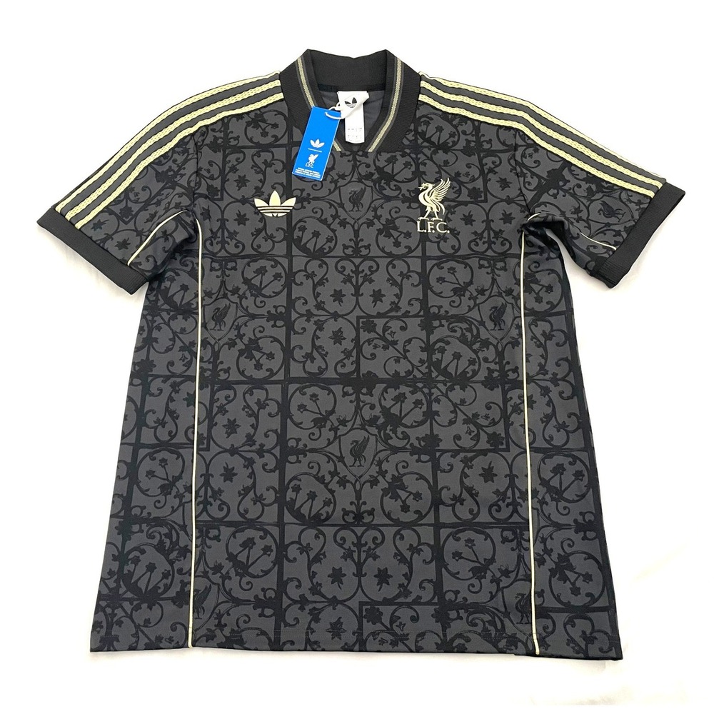 NEW Adidas Liverpool FC 2025 Jersey Small Black Gold LFC Lifestyle Soccer JW5462